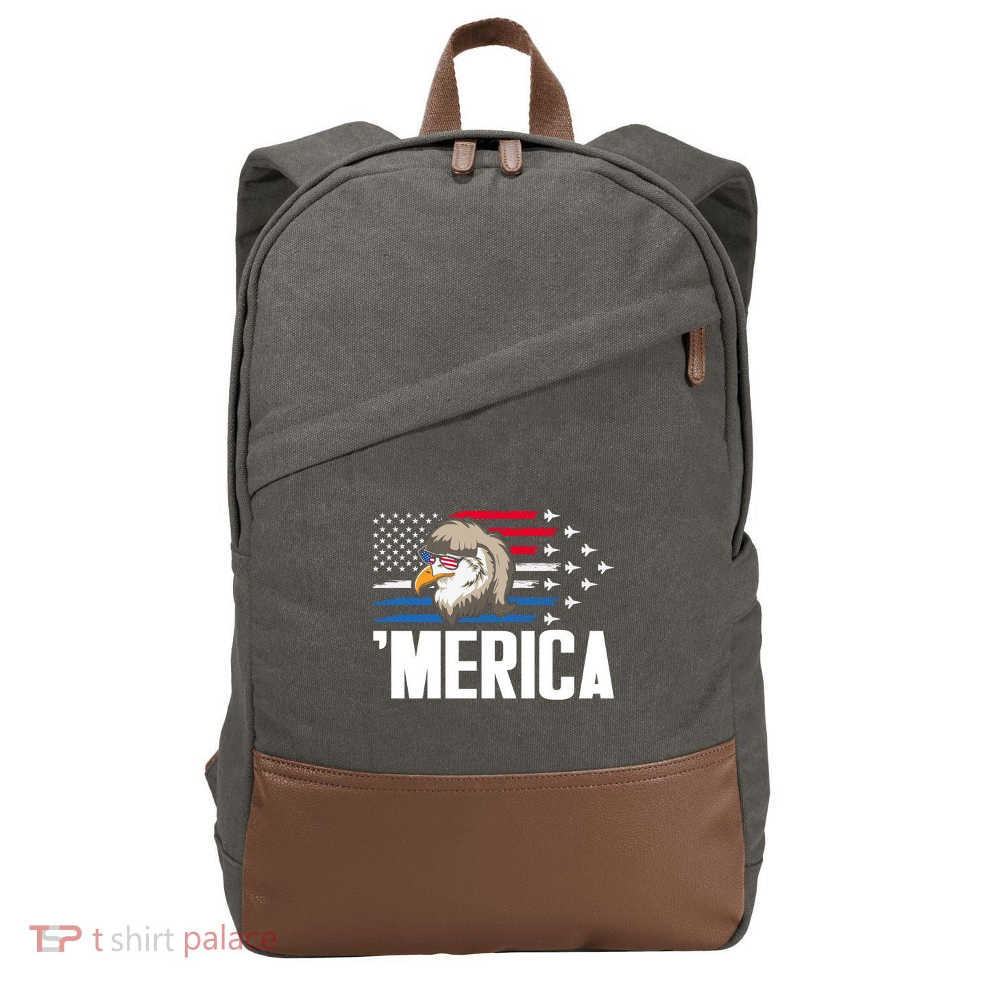 Eagle Mullet 4th Of July Gift USA American Flag Merica Cool Gift Cotton Canvas Backpack