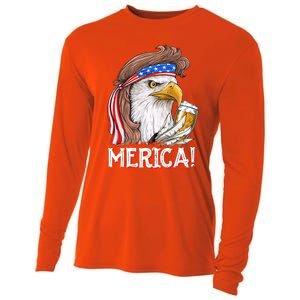 Eagle Mullet 4th Of July Beer Usa American Flag Merica Cute Gift Cooling Performance Long Sleeve Crew