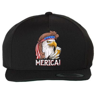 Eagle Mullet 4th Of July Beer Usa American Flag Merica Cute Gift Wool Snapback Cap