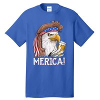 Eagle Mullet 4th Of July Beer Usa American Flag Merica Cute Gift Tall T-Shirt