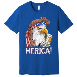 Eagle Mullet 4th Of July Beer Usa American Flag Merica Cute Gift Premium T-Shirt