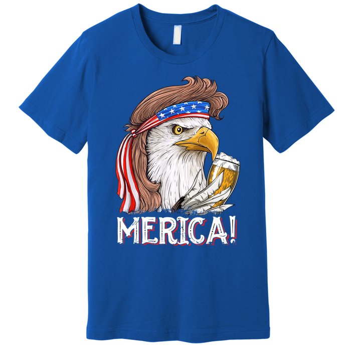 Eagle Mullet 4th Of July Beer Usa American Flag Merica Cute Gift Premium T-Shirt