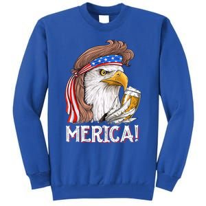 Eagle Mullet 4th Of July Beer Usa American Flag Merica Cute Gift Tall Sweatshirt