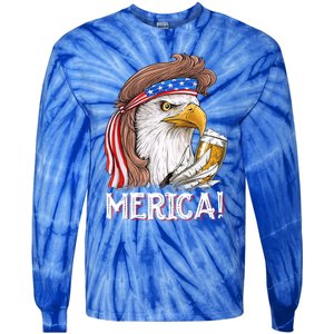 Eagle Mullet 4th Of July Beer Usa American Flag Merica Cute Gift Tie-Dye Long Sleeve Shirt