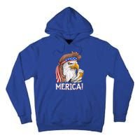 Eagle Mullet 4th Of July Beer Usa American Flag Merica Cute Gift Tall Hoodie