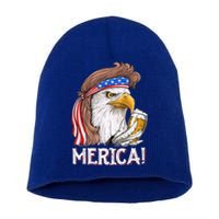 Eagle Mullet 4th Of July Beer Usa American Flag Merica Cute Gift Short Acrylic Beanie