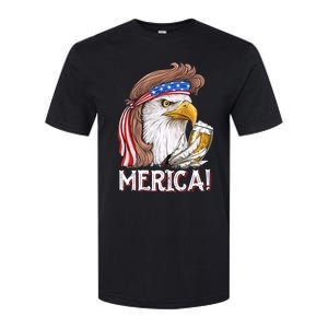 Eagle Mullet 4th Of July Beer Usa American Flag Merica Cute Gift Softstyle CVC T-Shirt