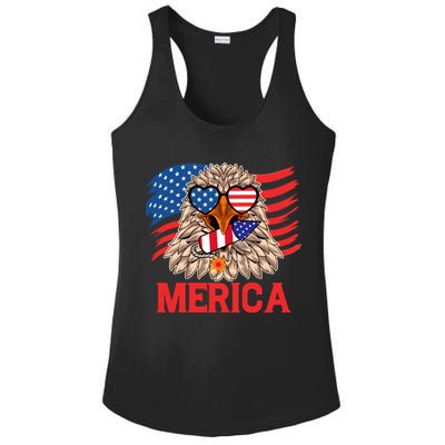 Eagle Mullet 4th Of July USA American Flag Merica Ladies PosiCharge Competitor Racerback Tank