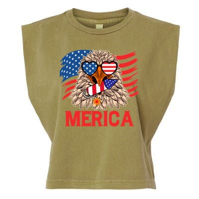 Eagle Mullet 4th Of July USA American Flag Merica Garment-Dyed Women's Muscle Tee