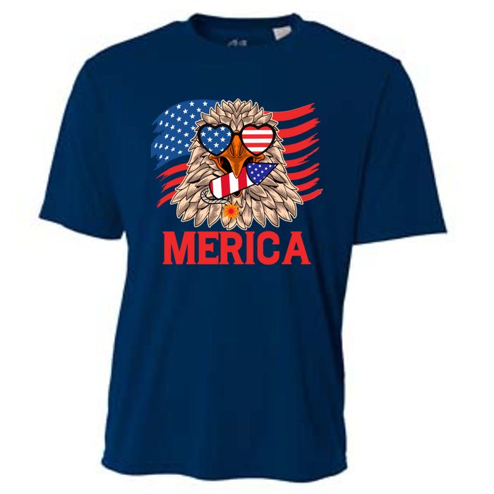 Eagle Mullet 4th Of July USA American Flag Merica Cooling Performance Crew T-Shirt