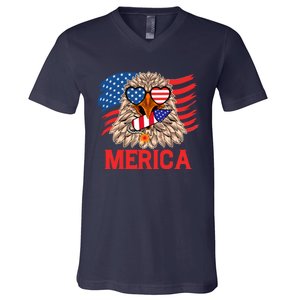 Eagle Mullet 4th Of July USA American Flag Merica V-Neck T-Shirt