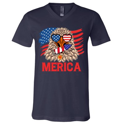 Eagle Mullet 4th Of July USA American Flag Merica V-Neck T-Shirt