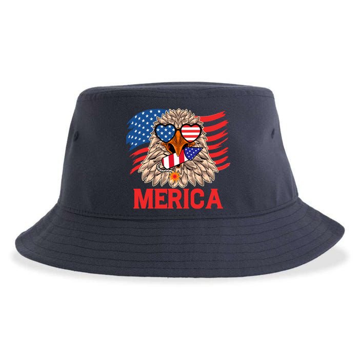 Eagle Mullet 4th Of July USA American Flag Merica Sustainable Bucket Hat