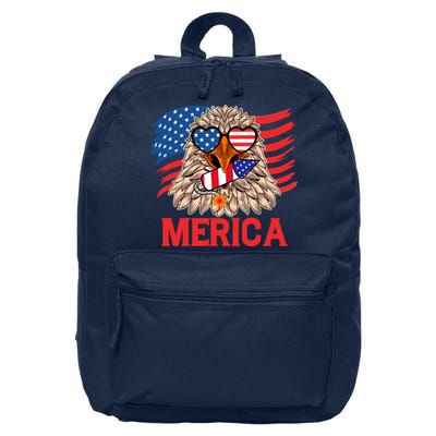 Eagle Mullet 4th Of July USA American Flag Merica 16 in Basic Backpack