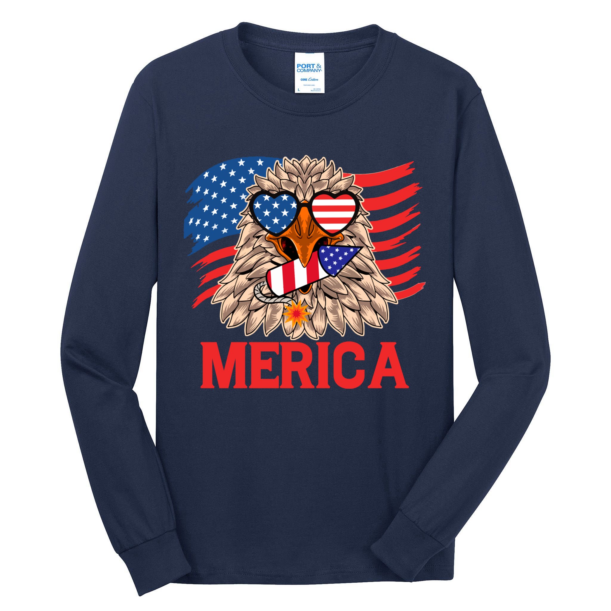 Eagle Mullet 4th Of July USA American Flag Merica Tall Long Sleeve T-Shirt