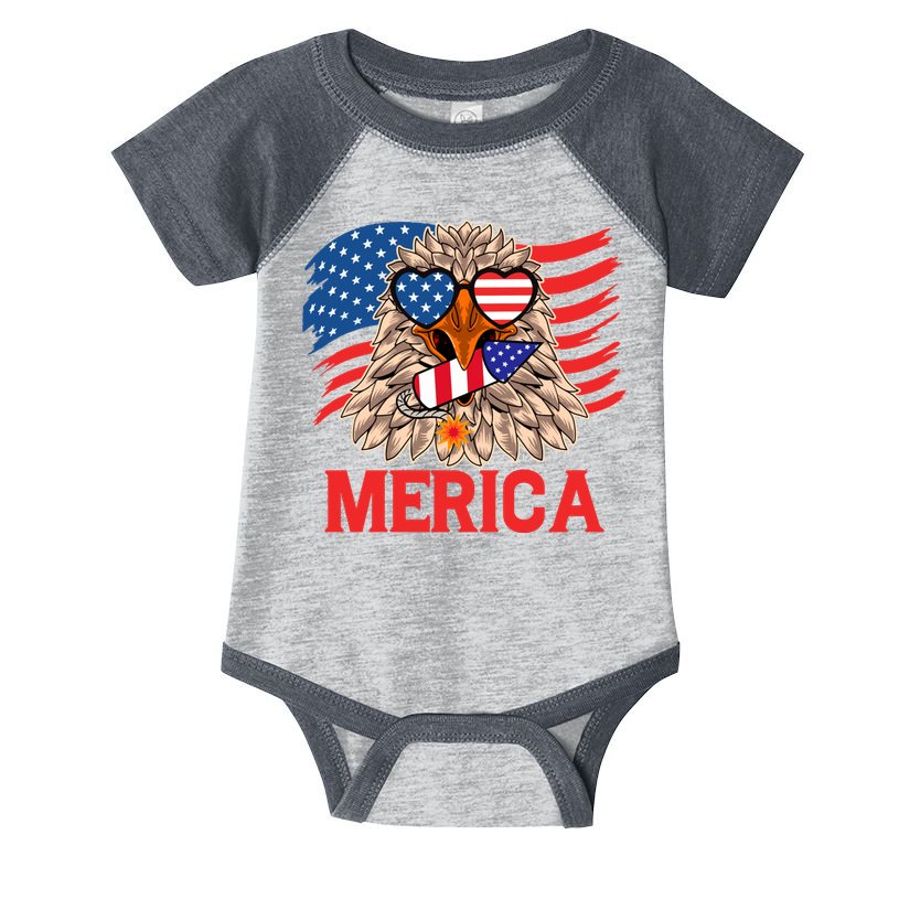 Eagle Mullet 4th Of July USA American Flag Merica Infant Baby Jersey Bodysuit