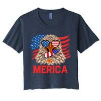 Eagle Mullet 4th Of July USA American Flag Merica Women's Crop Top Tee