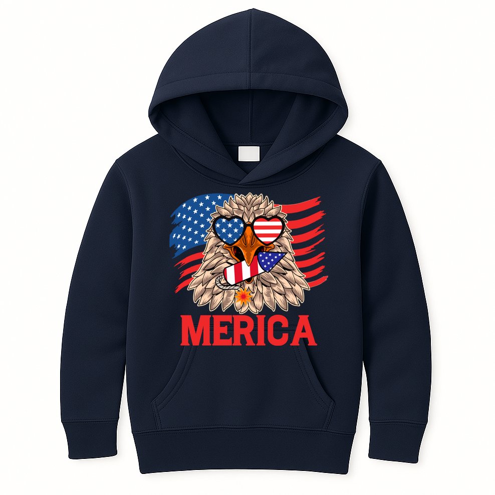 Eagle Mullet 4th Of July USA American Flag Merica Kids Hoodie