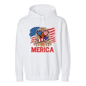 Eagle Mullet 4th Of July USA American Flag Merica Garment-Dyed Fleece Hoodie