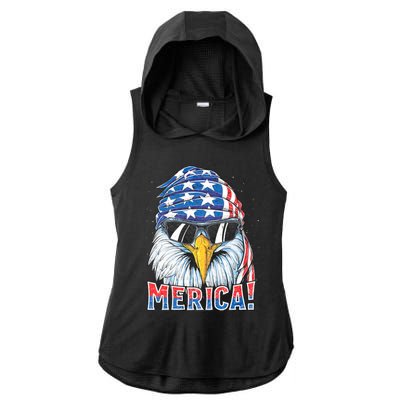 Eagle Merica 4th Of July Merica American Ladies PosiCharge Tri-Blend Wicking Draft Hoodie Tank