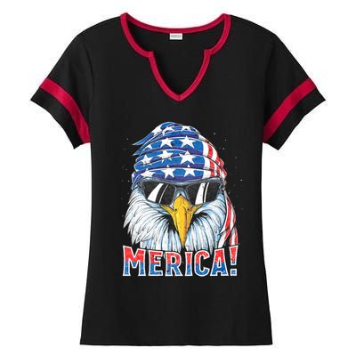 Eagle Merica 4th Of July Merica American Ladies Halftime Notch Neck Tee