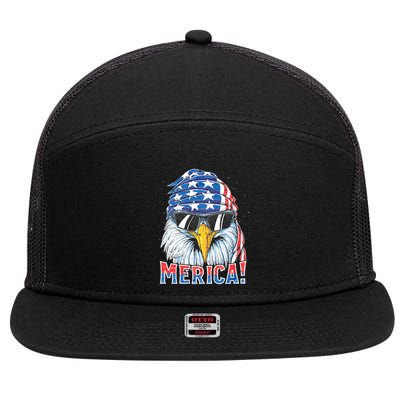 Eagle Merica 4th Of July Merica American 7 Panel Mesh Trucker Snapback Hat