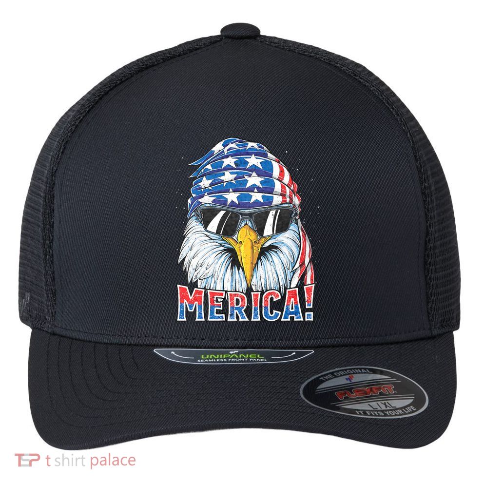 Eagle Merica 4th Of July Merica American Flexfit Unipanel Trucker Cap