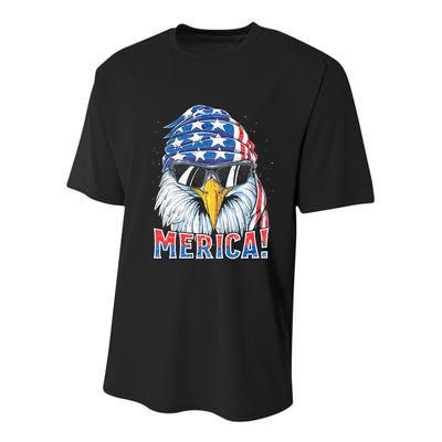 Eagle Merica 4th Of July Merica American Youth Performance Sprint T-Shirt