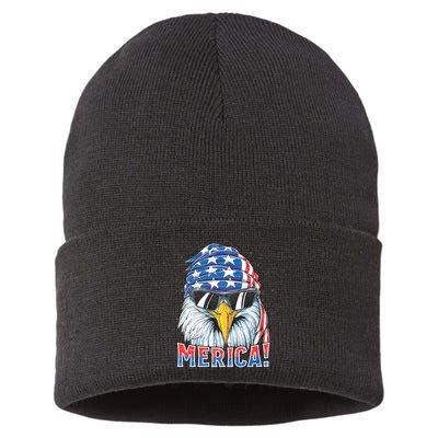 Eagle Merica 4th Of July Merica American Sustainable Knit Beanie