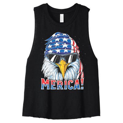 Eagle Merica 4th Of July Merica American Women's Racerback Cropped Tank