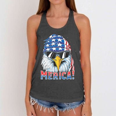 Eagle Merica 4th Of July Merica American Women's Knotted Racerback Tank