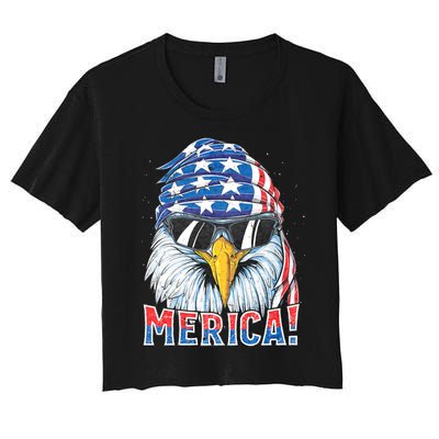 Eagle Merica 4th Of July Merica American Women's Crop Top Tee