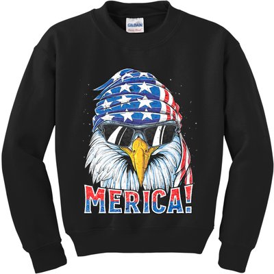 Eagle Merica 4th Of July Merica American Kids Sweatshirt