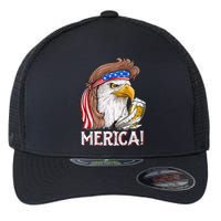 Eagle Mullet 4th Of July Beer USA American Flag Merica Flexfit Unipanel Trucker Cap