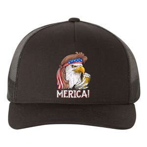 Eagle Mullet 4th Of July Beer USA American Flag Merica Yupoong Adult 5-Panel Trucker Hat