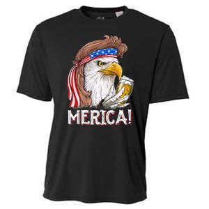 Eagle Mullet 4th Of July Beer USA American Flag Merica Cooling Performance Crew T-Shirt