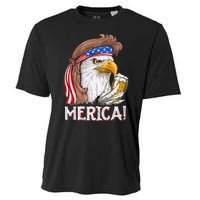 Eagle Mullet 4th Of July Beer USA American Flag Merica Cooling Performance Crew T-Shirt