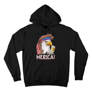 Eagle Mullet 4th Of July Beer USA American Flag Merica Hoodie