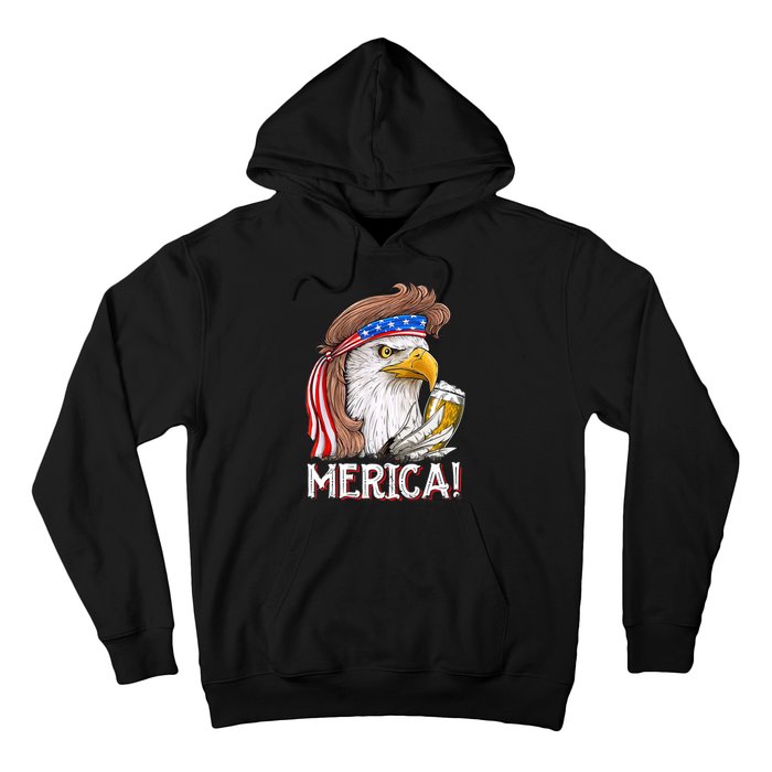 Eagle Mullet 4th Of July Beer USA American Flag Merica Hoodie