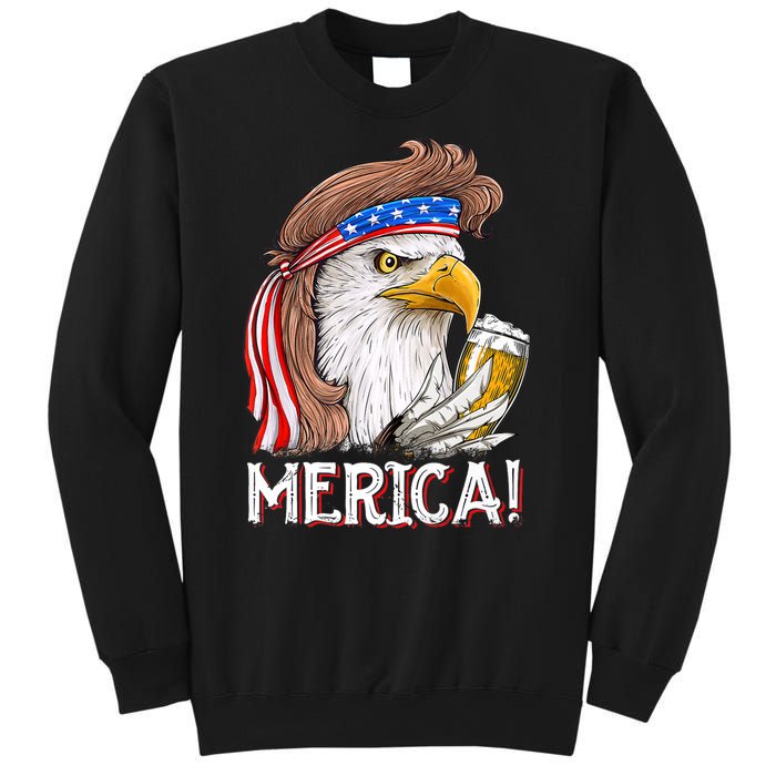 Eagle Mullet 4th Of July Beer USA American Flag Merica Sweatshirt