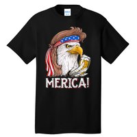 Eagle Mullet 4th Of July Beer USA American Flag Merica Tall T-Shirt