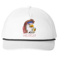 Eagle Mullet 4th Of July Beer USA American Flag Merica Snapback Five-Panel Rope Hat