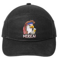 Eagle Mullet 4th Of July Beer USA American Flag Merica 7-Panel Snapback Hat