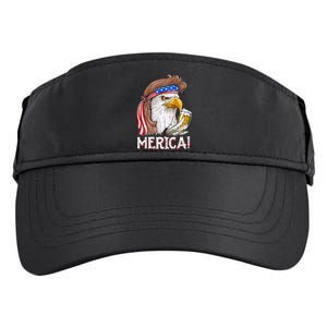 Eagle Mullet 4th Of July Beer USA American Flag Merica Adult Drive Performance Visor