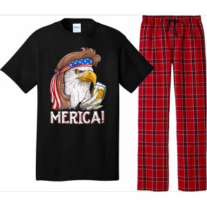 Eagle Mullet 4th Of July Beer USA American Flag Merica Pajama Set