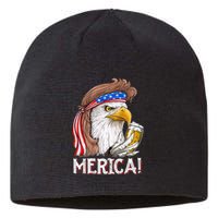 Eagle Mullet 4th Of July Beer USA American Flag Merica Sustainable Beanie