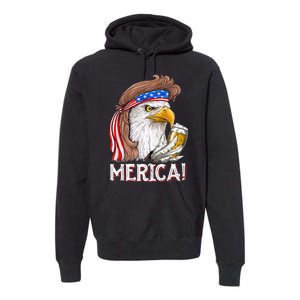 Eagle Mullet 4th Of July Beer USA American Flag Merica Premium Hoodie