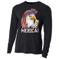 Eagle Mullet 4th Of July Beer USA American Flag Merica Cooling Performance Long Sleeve Crew