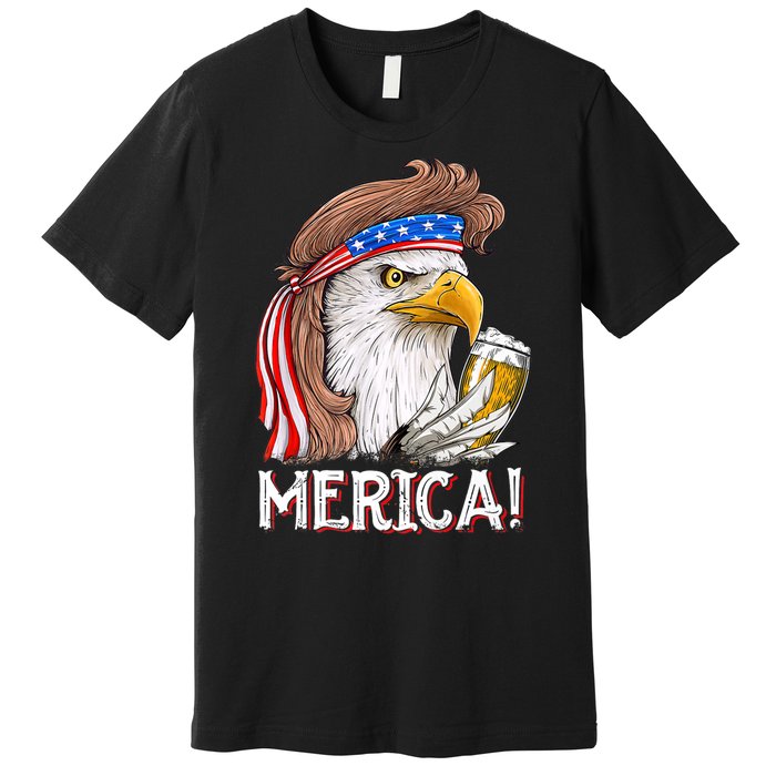 Eagle Mullet 4th Of July Beer USA American Flag Merica Premium T-Shirt