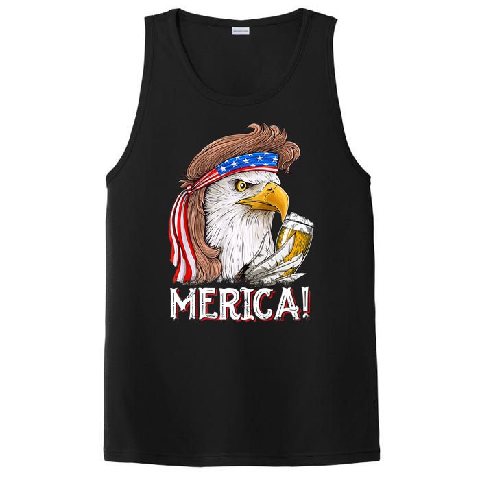 Eagle Mullet 4th Of July Beer USA American Flag Merica PosiCharge Competitor Tank